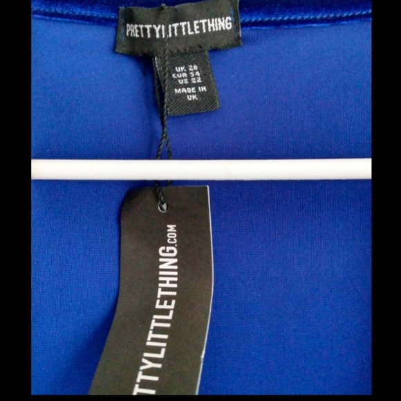 🆕 LISTING!! BNWOT PRETTY LITTLE THING PLUS BRIGHT BLUE VELVET CORSET MIDI DRESS - Picture 14 of 14